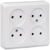 Розетка без заземления накладная Systeme Electric Этюд 4-м. белый картинка